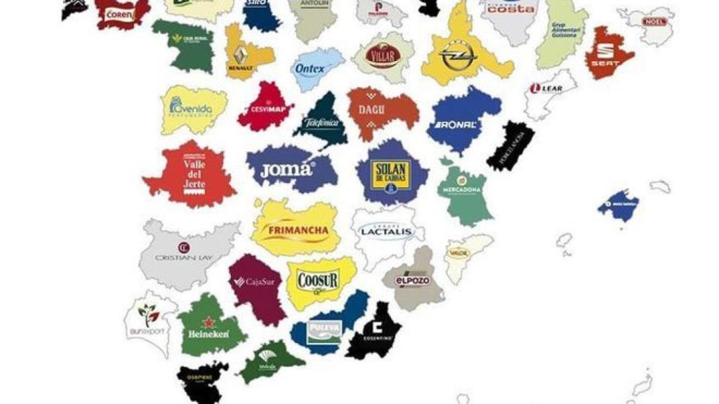Mapa de las empresas más importantes en las provincias españolas