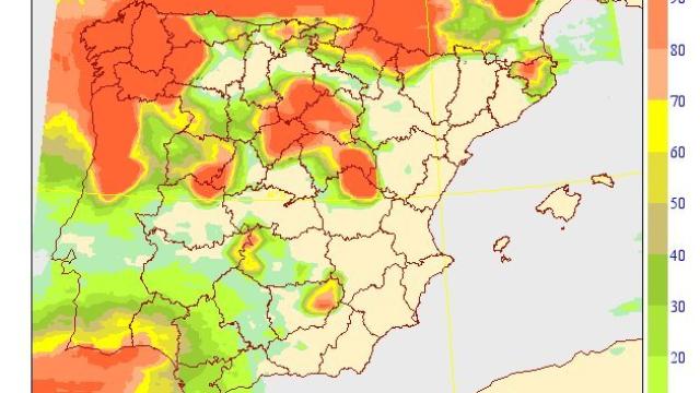 Posibilidades de precipitaciones entre el 12 y el 13/03/2018.