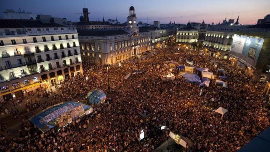 Imagen emblemática de la acampada de Sol.