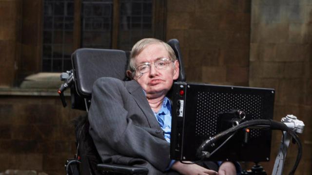 Stephen Hawking at Gonville & Caius College, Cambridge.