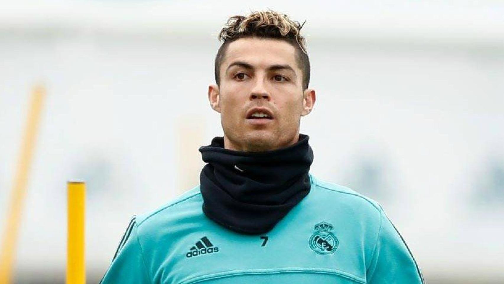 Cristiano Ronaldo, en un entrenamiento del Real Madrid