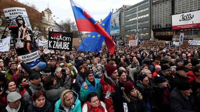 Manifestación en Bratislava tras el asesinato de Kuciak.