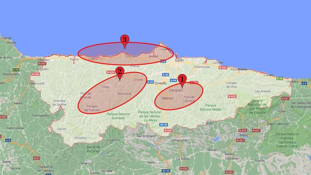 Zonas de Asturias con mayor tasa de suicidios. Ninguna de las tres grandes ciudades está dentro.