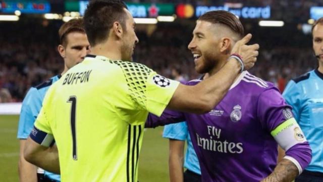 Buffon y Ramos, antes de la final de Cardiff. Foto: Twitter (@gianluigibuffon)