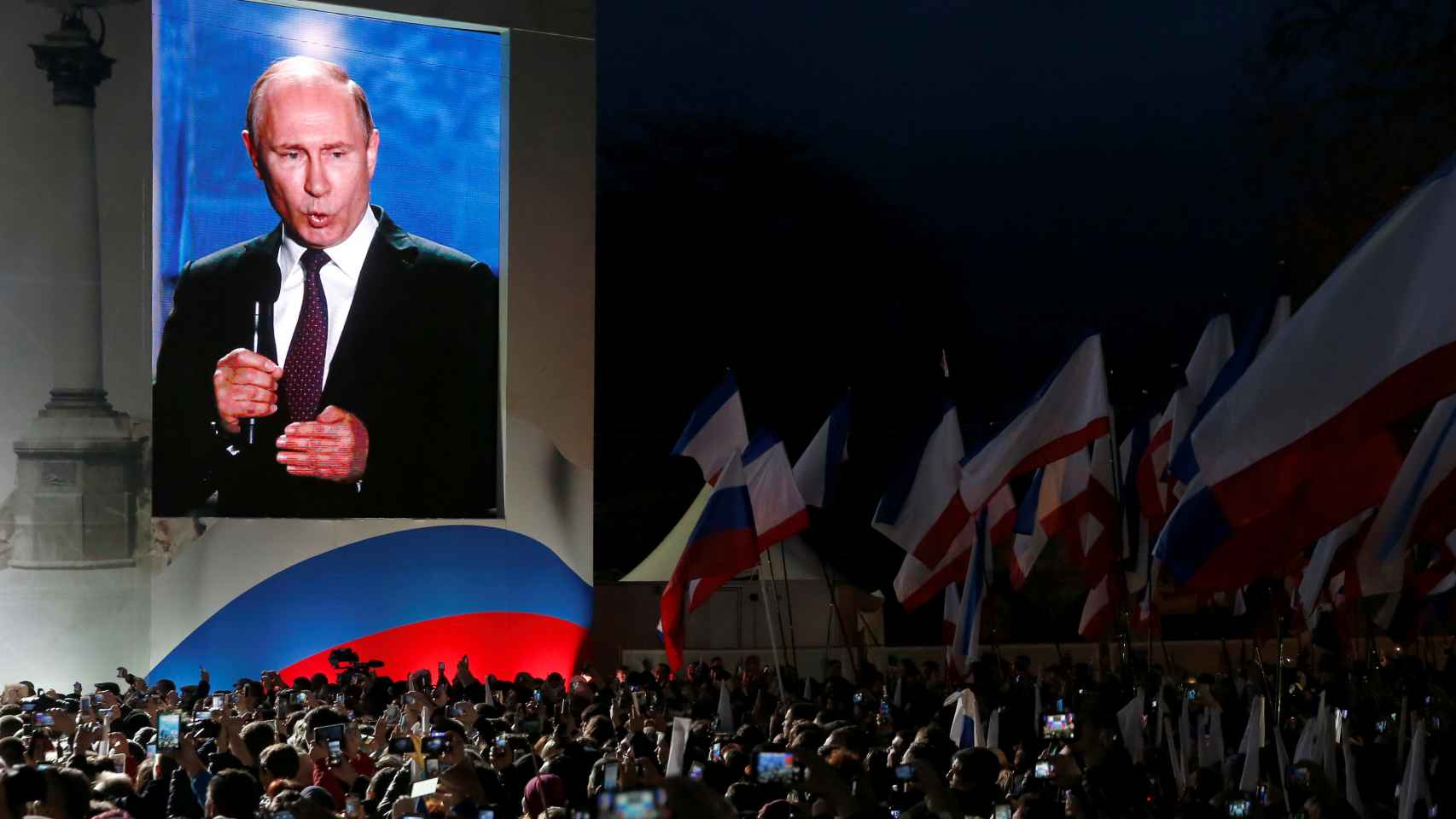 El presidente ruso, Vladímir Putin, en un mítin en 2018.