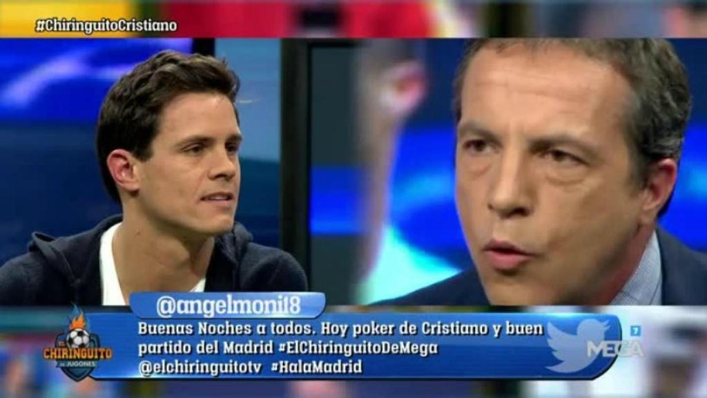 Edu Aguirre y Cristóbal Soria en El Chiringuito. Foto: Twitter (@elchiringuitotv)