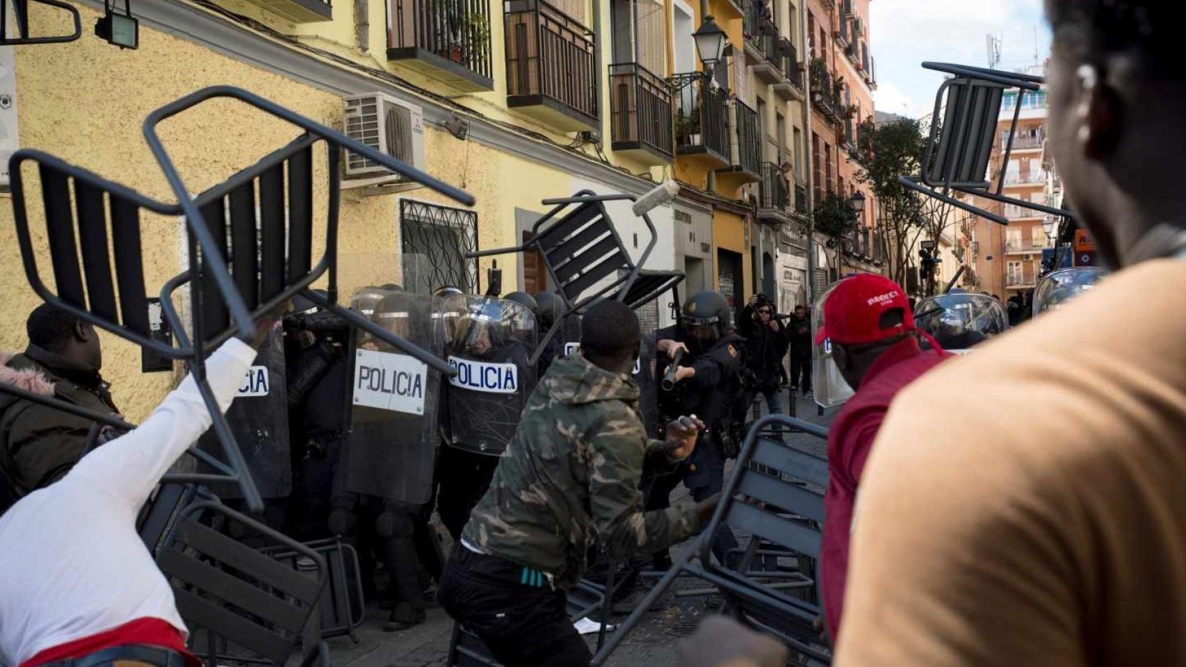 Disturbios en el barrio madrileño de Lavapiés la pasada semana