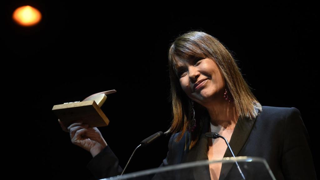 Mabel Lozano durante una conferencia.