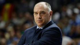 Pablo Laso, con el gesto serio, durante un partido