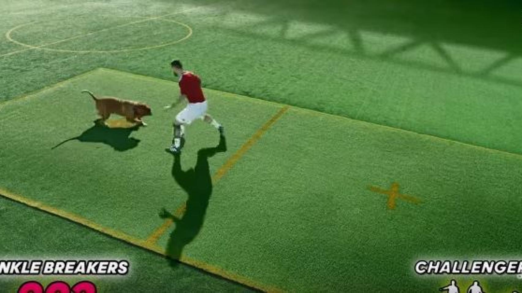 Messi regatea a un perro.