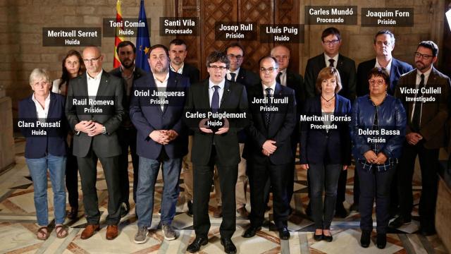 Los miembros del último Govern liderado por Carles Puigdemont.