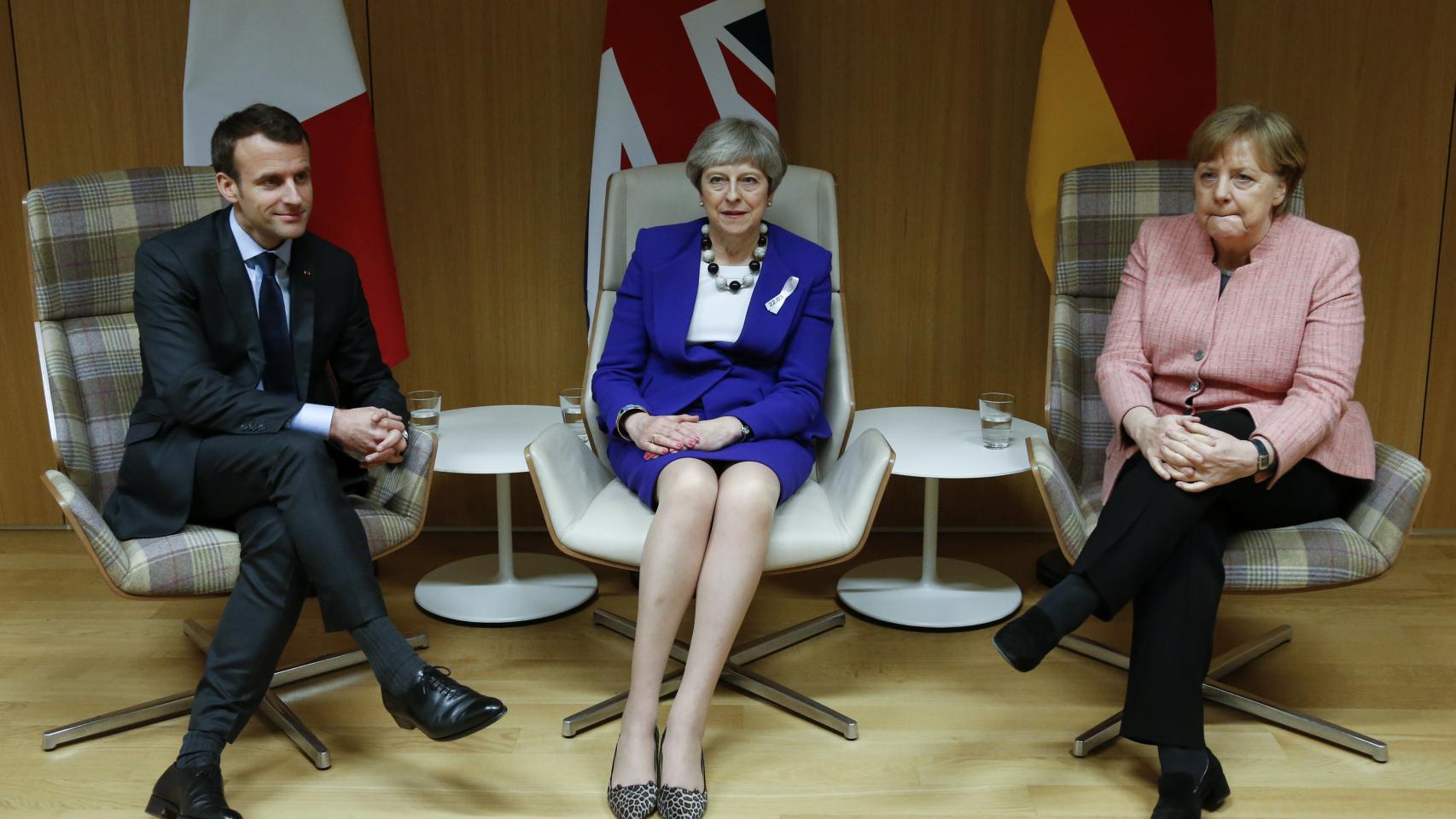 May se ha reunido con Macron y Merkel durante la cumbre de la UE en Bruselas