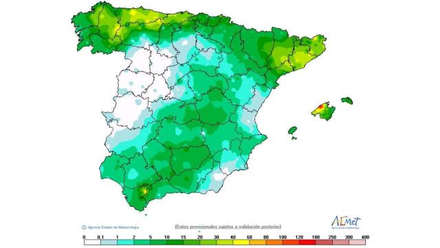 Precipitaciones dejadas por la borrasca Hugo entre el sábado y el domingo.