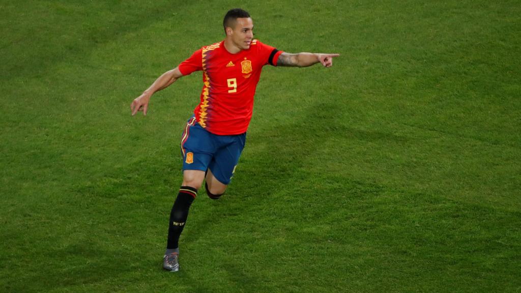 Rodrigo celebra un gol contra Alemania.