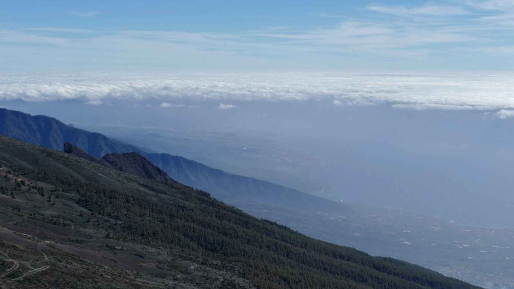 La calima, la suspensión de partículas de polvo de origen sahariano, vista desde el Observatorio Atmosférico de Izaña en Canarias. AEMET.