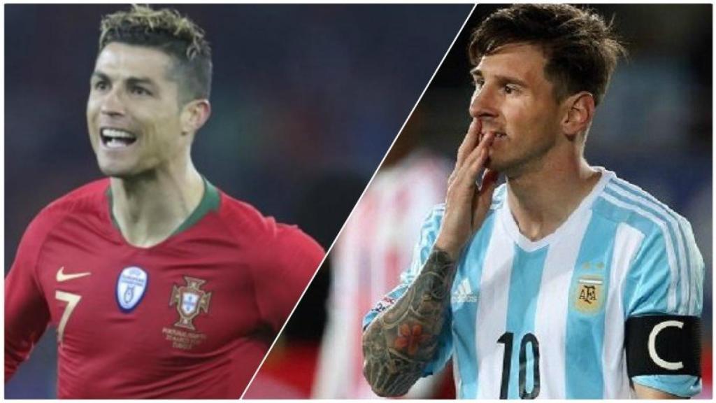 Cristiano Ronaldo y Messi con sus respectivas selecciones