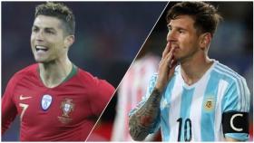 Cristiano Ronaldo y Messi con sus respectivas selecciones