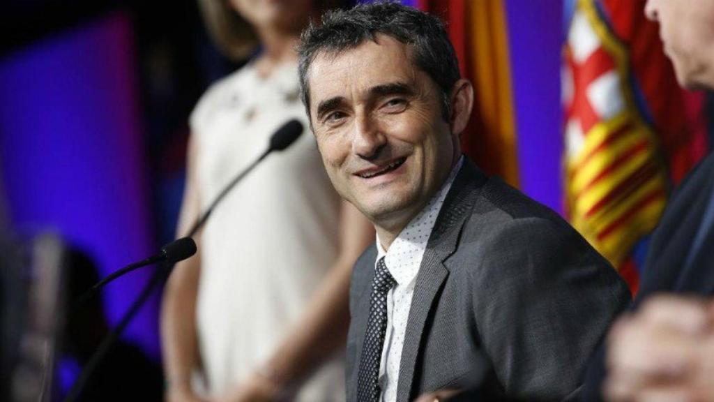 Valverde, en rueda de prensa. Foto: Twitter (@FCBarcelona_cat)