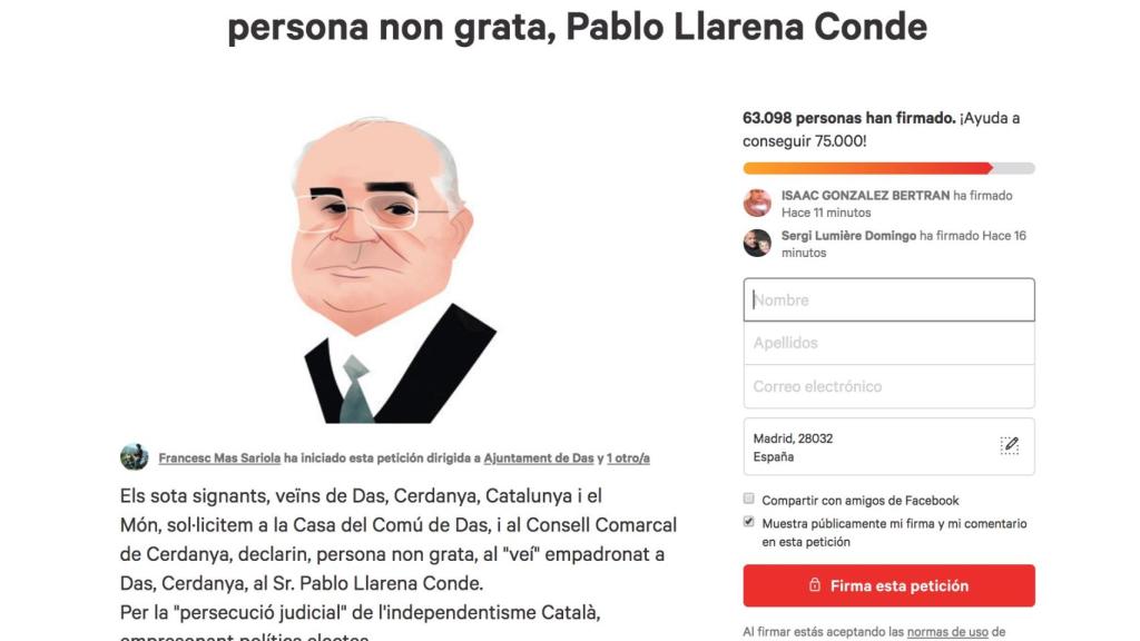 Petición en Change para que se declare a Llarena persona non grata