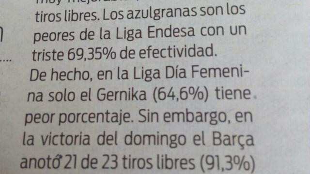 El fragmento de periódico que indignó a la exjugadora Marta Fernández.