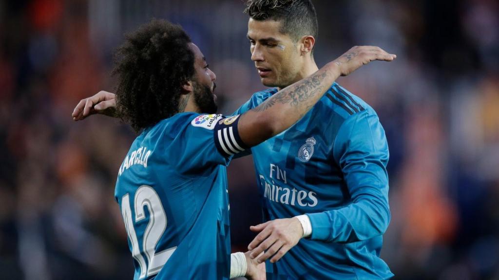 Marcelo y Cristiano Ronaldo en un partido del Real Madrid.