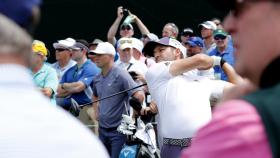 Sergio García durante una vuelta de entrenamiento en el Augusta National.