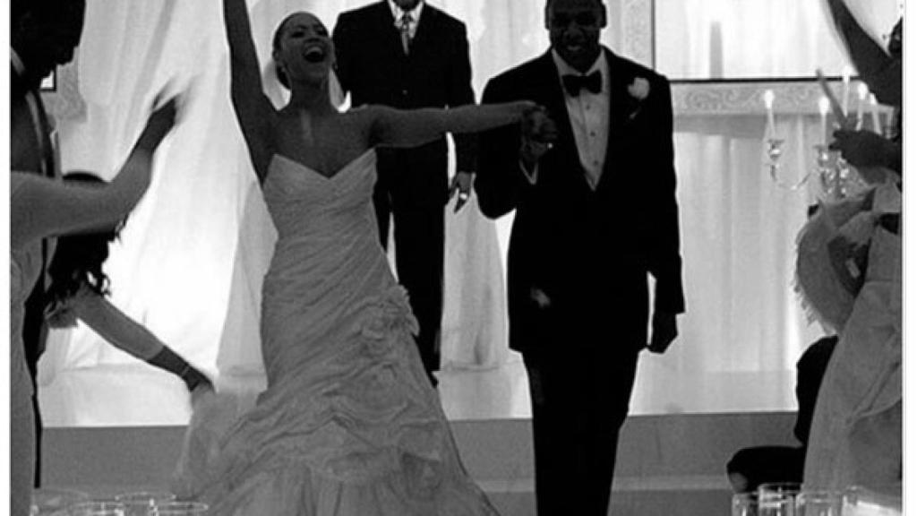 Beyoncé y Jay-Z el día de su boda. 4 de abril de 2008.
