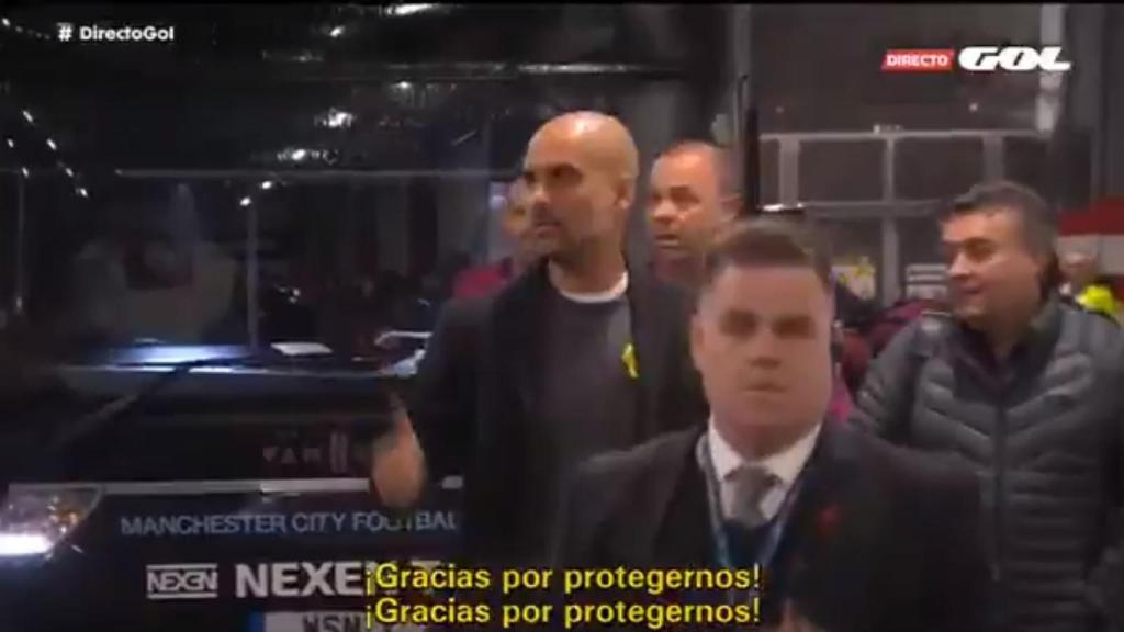 Guardiola a su llegada a Anfield.