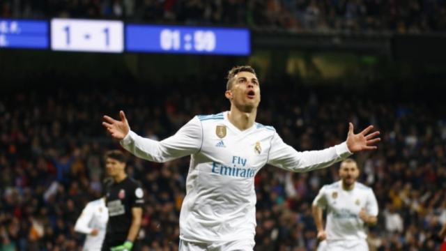 Cristiano celebrando su gol al Girona. Foto: Pedro Rodriguez/El Bernabéu