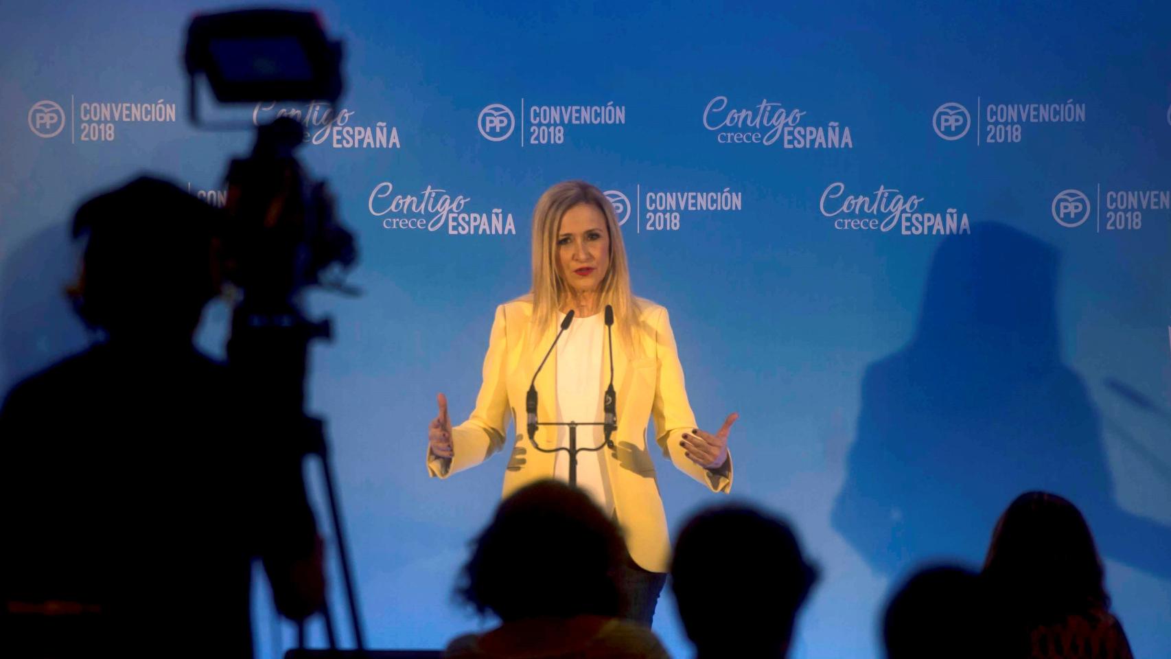 Cifuentes, durante su comparecencia en la convención nacional del PP este viernes.