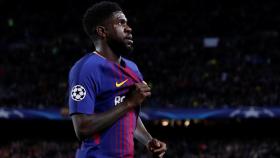 Umtiti, en el partido Barcelona - Roma.