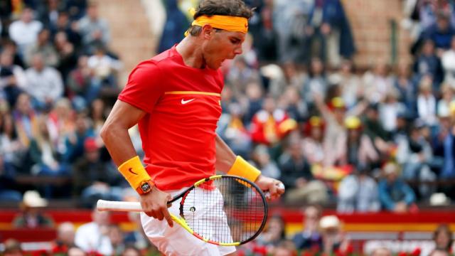 Nadal, celebrando un punto en su encuentro ante Kohlschreiber.