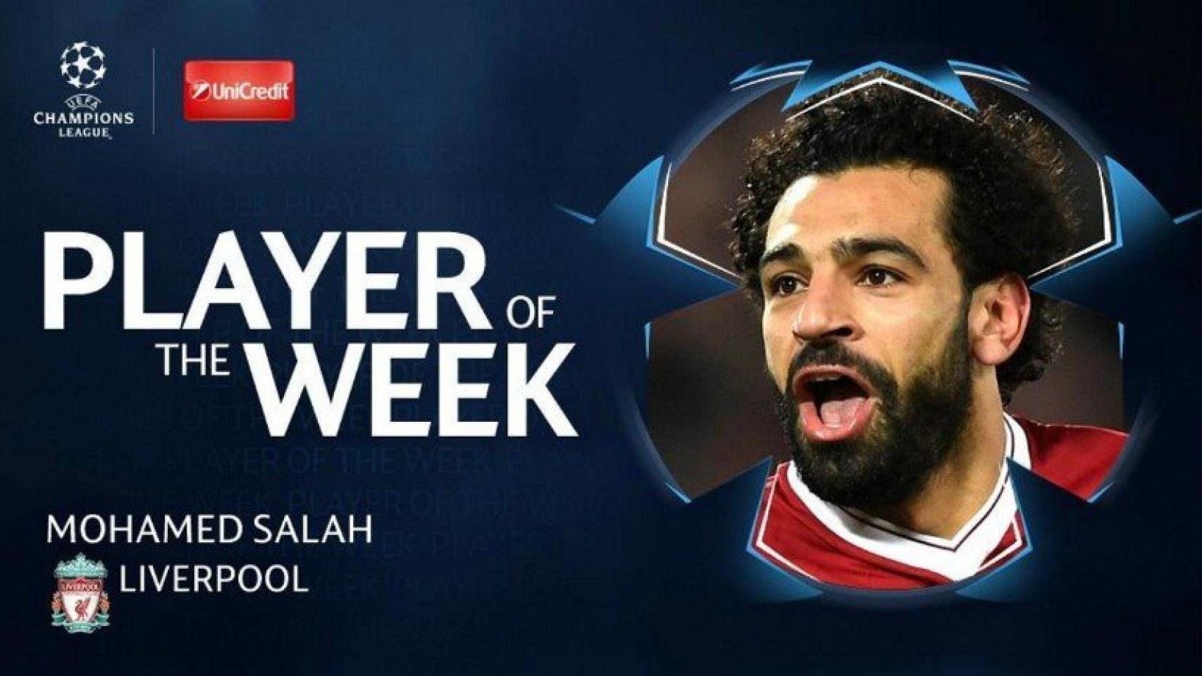 Salah, mejor jugador de la semana de la Champions League