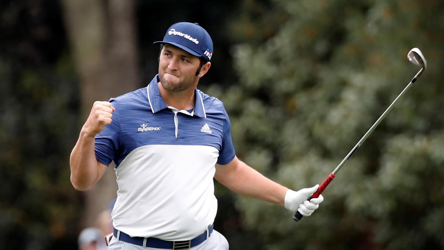 Jon Rahm celebra uno de sus birdies en la tercera jornada del Masters.