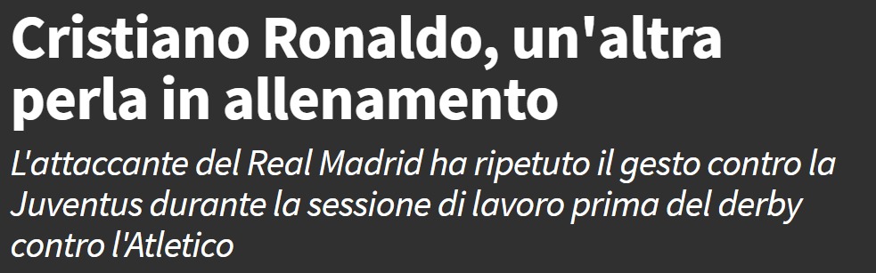 Tuttosport se hace eco de la chilena de Cristiano en el entrenamiento