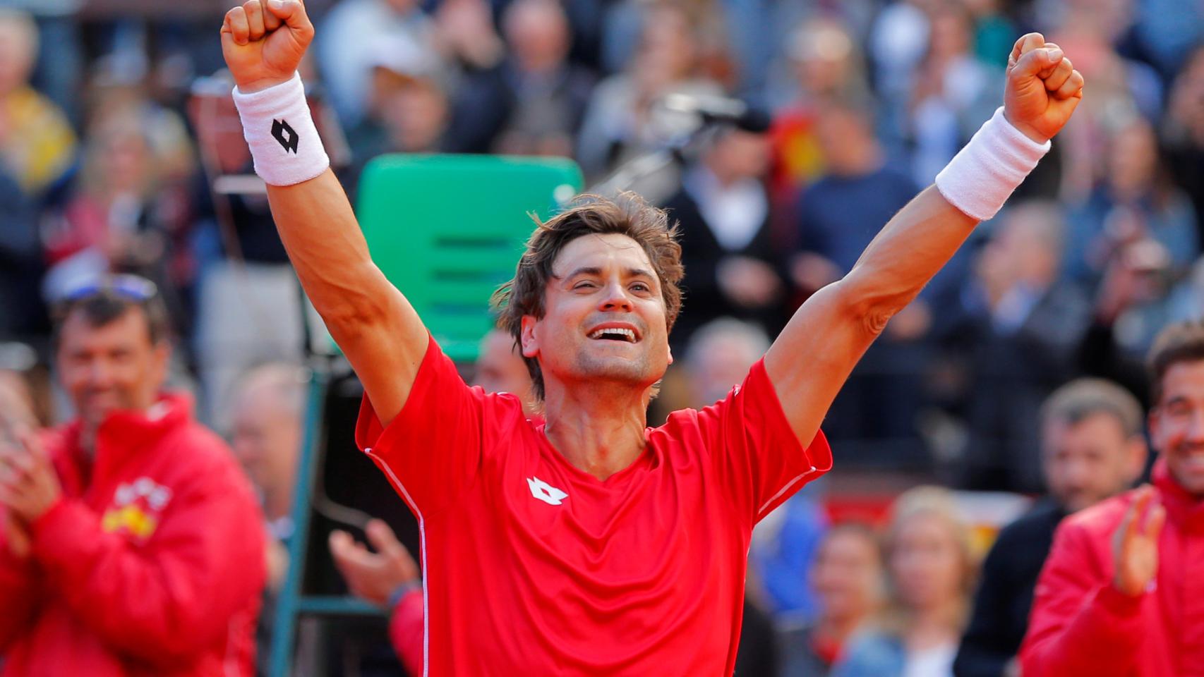 David Ferrer, eufórico tras dar el pase a España a semifinales de la Davis.