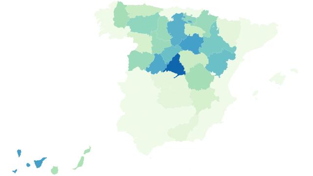 Media de días de nieve en un mes de abril por provincia.