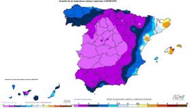 Anomalías de temperaturas para la época registradas a 09/04/2018.