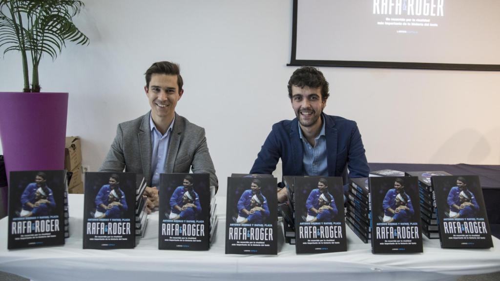 Antonio Arenas y Rafael Plaza durante la presentación de 'Rafa & Roger' en Madrid.