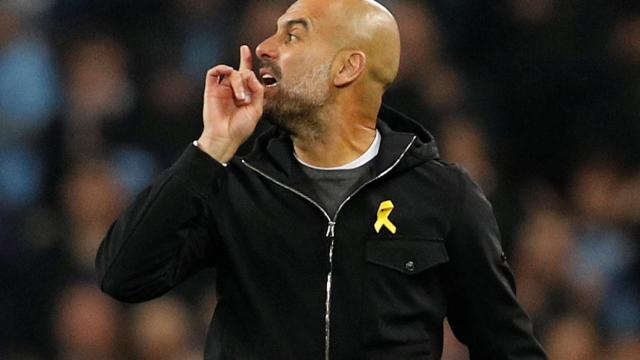 Guardiola, durante el partido Manchester City - Liverpool.