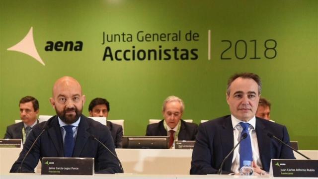 Jaime García-Legaz, presidente de Aena, en un momento de la junta.