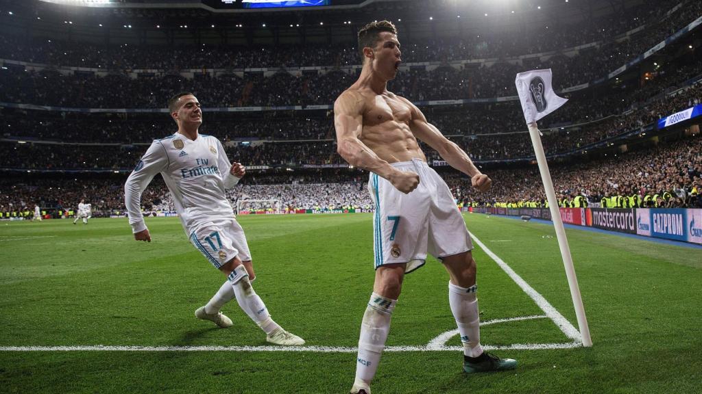 Cristiano celebra su gol de penalti a la Juventus en el último segundo.