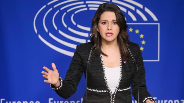 Inés Arrimadas, durante su rueda de prensa en la Eurocámara