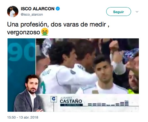 El zasca de Isco por la doble vara con Madrid y Barça