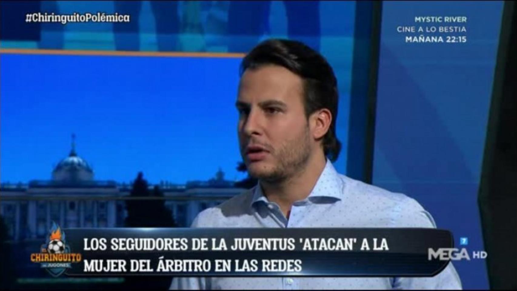 Juanfe, en El Chiringuito. Foto: Twitter (@elchiringuitotv).