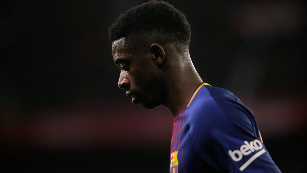 Dembélé, durante un partido con el Barcelona