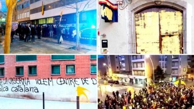 Escraches y ataques contra comisarías del la Policía y una casa cuartel de la Guardia Civil en Cataluña esta semana.