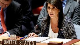 Nikki Haley, embajadora estadounidense ante la ONU durante una reunión del Consejo de Seguridad.