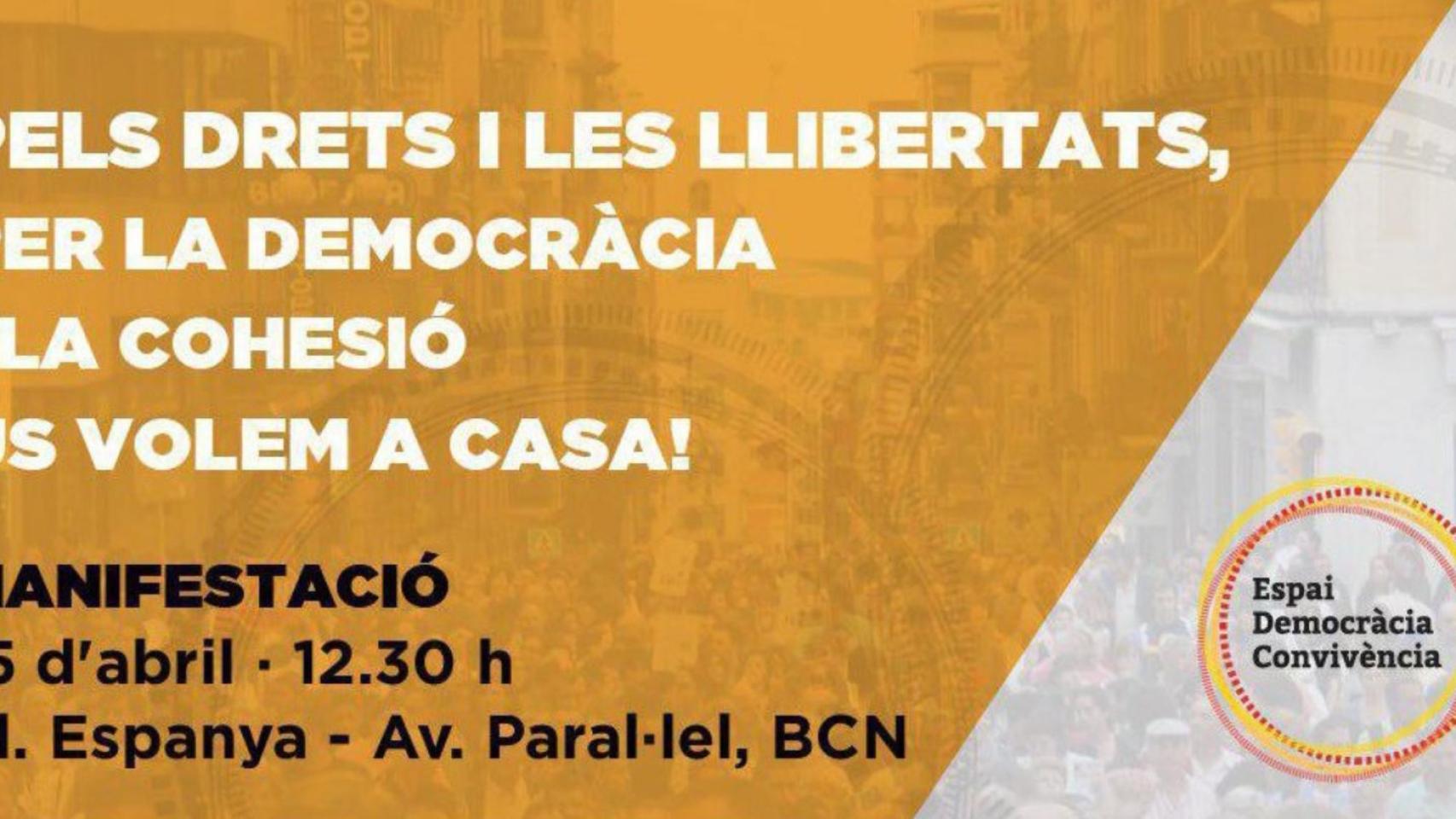 Imagen de la convocatoria de la manifestación en Barcelona.