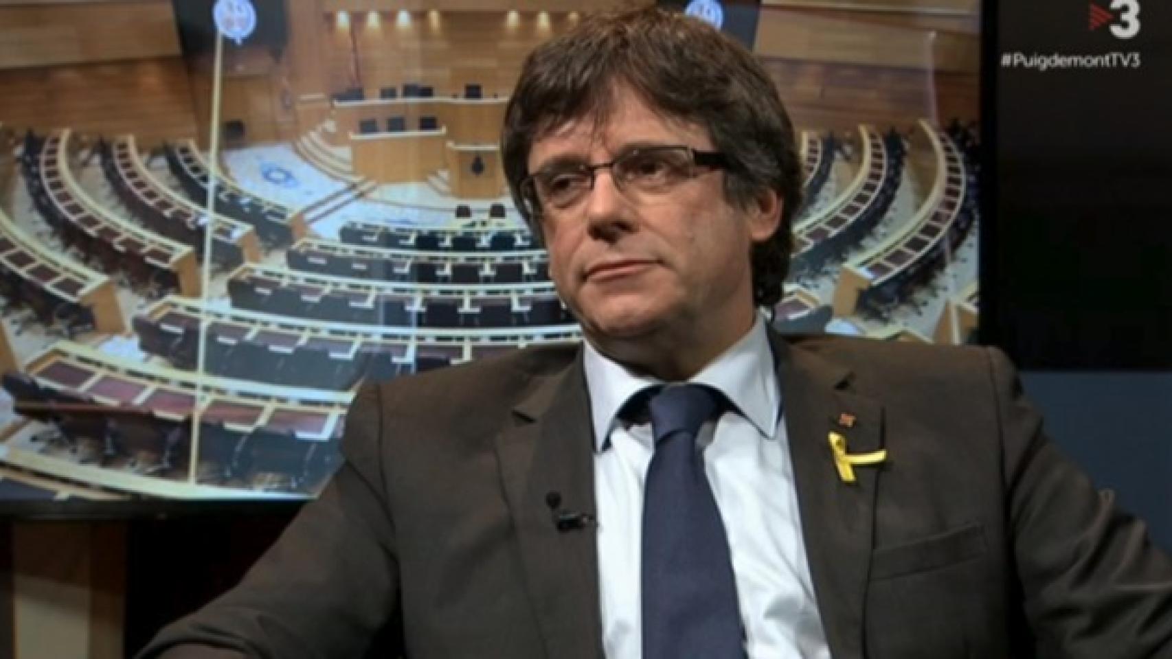 El expresidente de la Generalitat Carles Puigdemont en la entrevista de TV3.